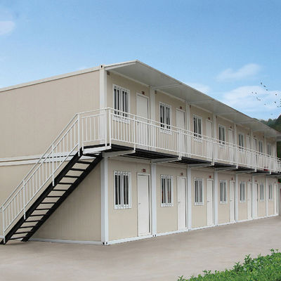 鋼鉄のドア 2階建てのプリファブモジュール式 3 4 ベッドルーム コンテナハウス