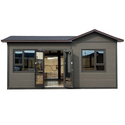鉄ドア モバイルハウス モジュール型住宅 グラスカーテン壁付きプリファブコンテナ