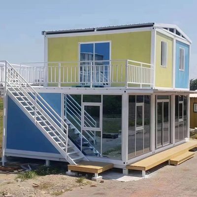 鉄ドア モバイルハウス モジュール型住宅 グラスカーテン壁付きプリファブコンテナ